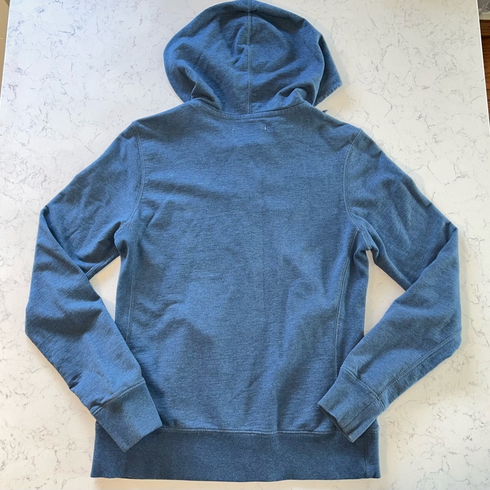 Lucky Brand Blue Zip Hoodie with Pink & Orange Embroidered Trim & Beaded String - Picture 15 of 16